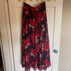 TIMELESS FAVORITE CHIFFON MAXI SKIRT IN RED ROSE